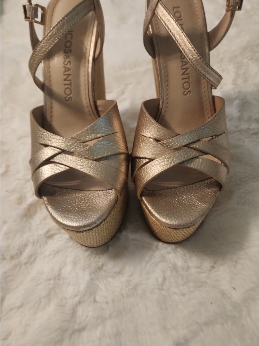Lola Ticos & Santos Metallic Gold Platform Sandals